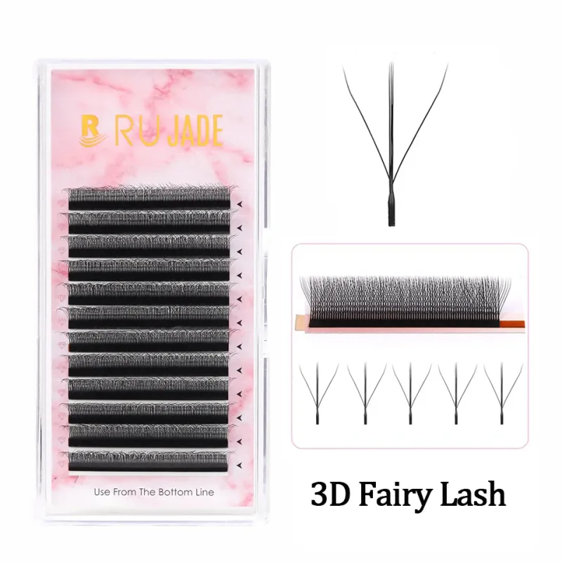 W-подібні 3D конюшина Eye Lashes Extension М’які чорні вії Готові об’ємні вії Вії 3D Fairy Spike Ручні плетені вії