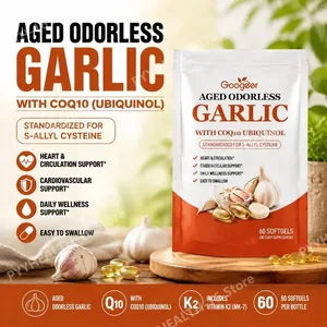 Oude geurloze knoflooksoftgels met CoQ10 Ubiquinol en K2 Bloeddruk Hart- en bloedsomloopondersteuning Cholesterol 60 softgels
