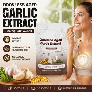 Estratto di aglio invecchiato inodore Softgel 7500 mg Formula botanica a base di erbe fermentate per 24 mesi Supporto immunitario cardiovascolare 30 conteggi