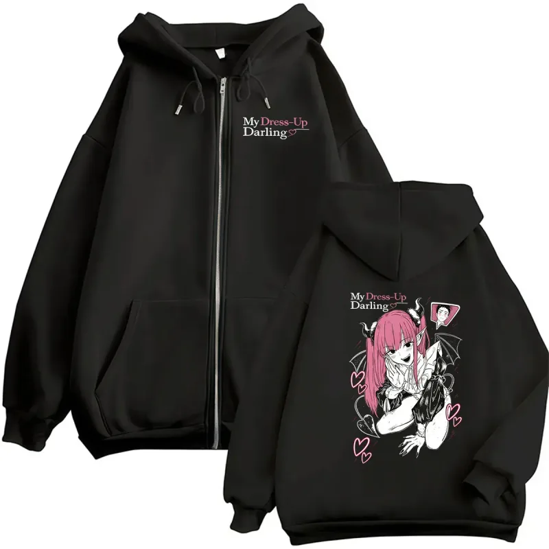 Anime Marin Kitagawa My Dress Up Darling Sudadera amb caputxa amb cremallera Homes Dones Roba Kawaii Dessuadora Dessuadora de màniga llarga Jaqueta amb caputxa