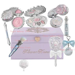 Flor saber concha jóias tudo-em um conjunto de presente conjunto de maquiagem profissional completo sombra blush pó cozido 10 pçs kits flowerknows