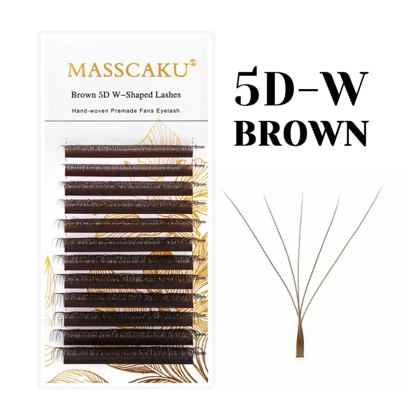 Extensions de cils marron 3D/4D/5D en forme de W, longueur mixte 8-15mm, tissées à la main, éventails de Volume préfabriqués, produits de maquillage