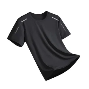 Nya Ice Silk Löpartröjor Herr Lös Kortärmad Top Basket Gym Sportkläder För Man Fitness Träning Mesh Andas T-shirt