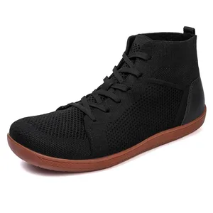 Buty boso o średniej wysokości dla mężczyzn, kobiet, szerokie noski, minimalistyczne trampki, oddychające, dzianinowe buty o zerowym kroju, szerokie, na co dzień