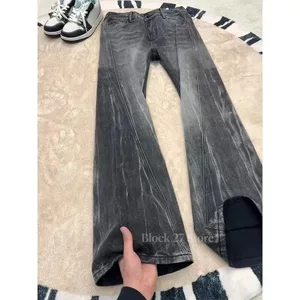 Jeans Lelaki Harajuku High Street Pakaian Jalanan Lightning Cut Denim Seluar Micro Flared Melengkung Fit Pinggang Tinggi Slim Straight Spring Baru