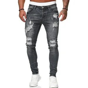 Jeans Hitam Lelaki Slim Fit Kualiti Kelabu Kasual Jeans Lelaki Seluar Skinny Fit Lelaki Seluar Hip Hop Streetwear Kapas Denim Seluar