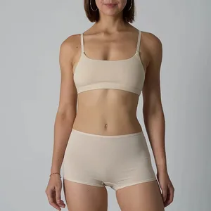 Cotton Bralette Seamless Breathable Underwears Mga Lingerie Set para sa Pambabaeng Fitness Sports Bras Panty Ladies No Bra Pad Intimate