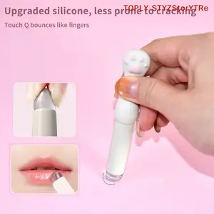 커버가 있는 실리콘 립 브러쉬 각진 컨실러 브러쉬 립 밤 립 글로스 각진 헤드 컨실러 브러쉬 고양이 발 메이크업 브러쉬
