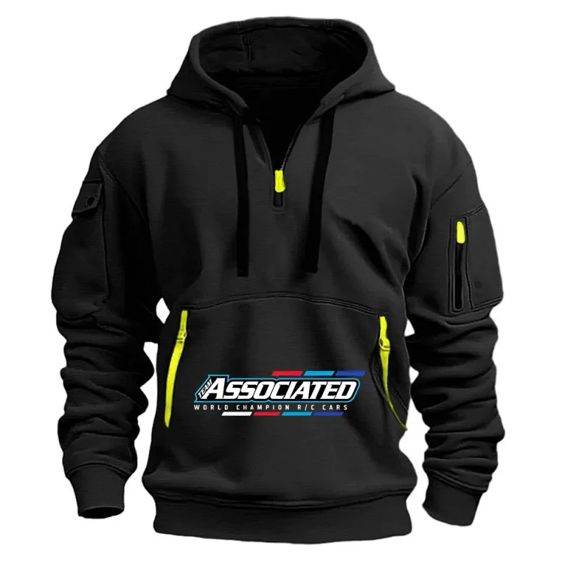 Rc Team Associated Herre-hættetrøje Lynlås med flere lommer Casual Sports-hættetrøje Mænd Løs pullover Mode-sweatshirt Langærmede toppe