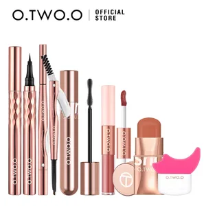 O.TWO.O 6-teiliges Make-up-Set, 2-in-1, Lippenstift, Augenbrauenstift, schwarzer Eyeliner, 4D-Faser-Mascara, komplettes professionelles Make-up-Set