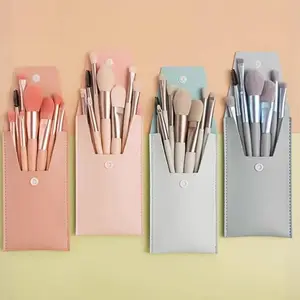 8 stk Mini Macaron bløde makeup børster sæt Bærbare begyndere skønhedsværktøjer til blush øjenskygge Komplet kosmetisk børstesæt