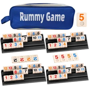 112ks karet Deluxe přenosná cestovní herní sada - klasické blokové karty Mini Mahjong Zábavná stolní hra vhodná pro 2-4 hráče