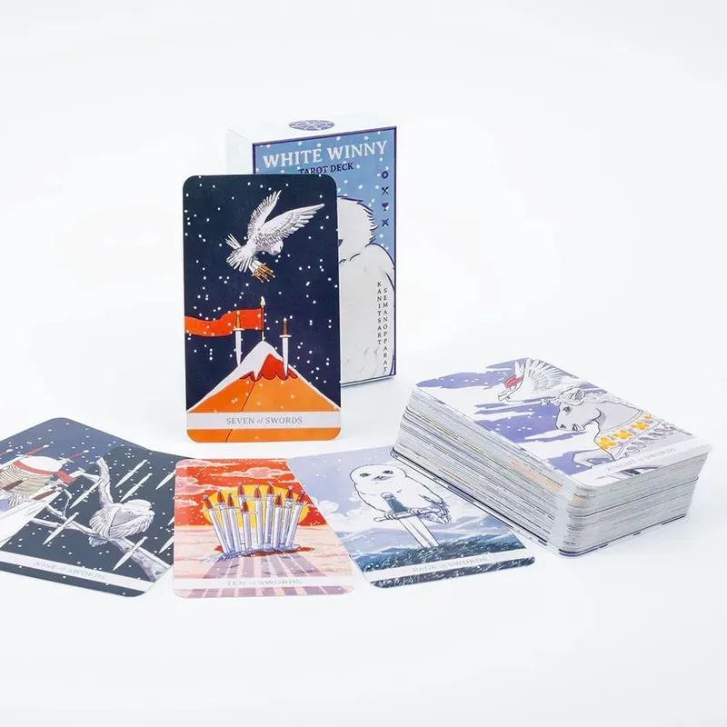 White Winny Tarot Fortune Telling Divination 80 Cards Deck & PDF Guidebook for Intuitive Readings & Self Discovery Board Game