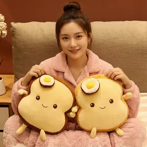 25/35Cm Trứng Chiên Sang Trọng Sop Bánh Mì Nướng Bánh Mì Gối Cười Dễ Thương Màu Nâu Cháy Thực Phẩm Plushie Hỗ Trợ Lưng Đệm trang Trí Xoa Dịu Quà Tặng