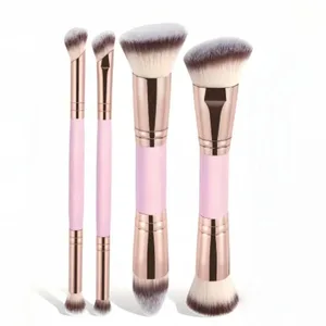 4 st Dubbeländade Basic Makeup Borstar Set Med Box Foundations Powder Blush Detaljer för ögonskuggsborstar Nybörjarresor
